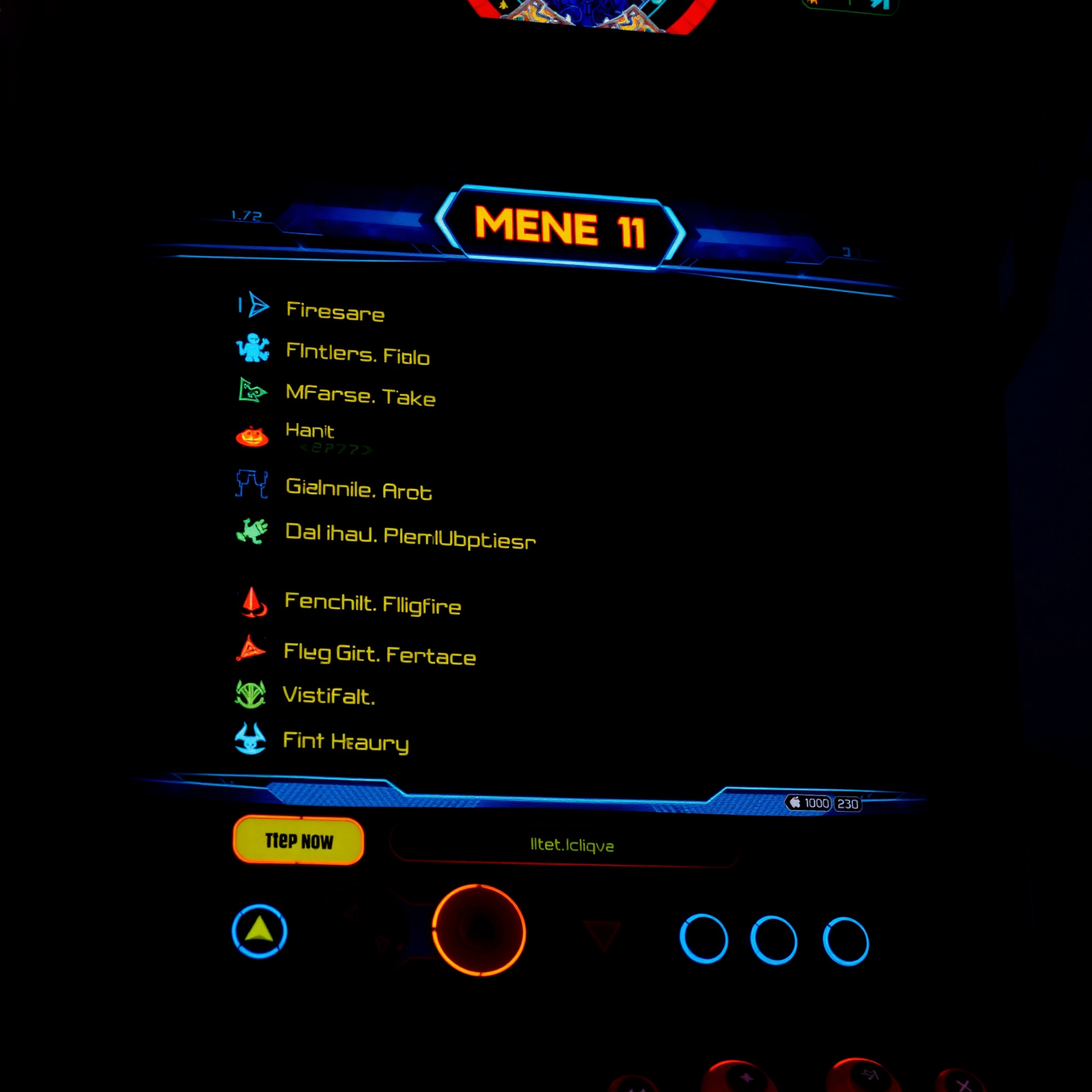 Pantalla de menú de juego con navegación interactiva, botones destacados y estructura visual clara