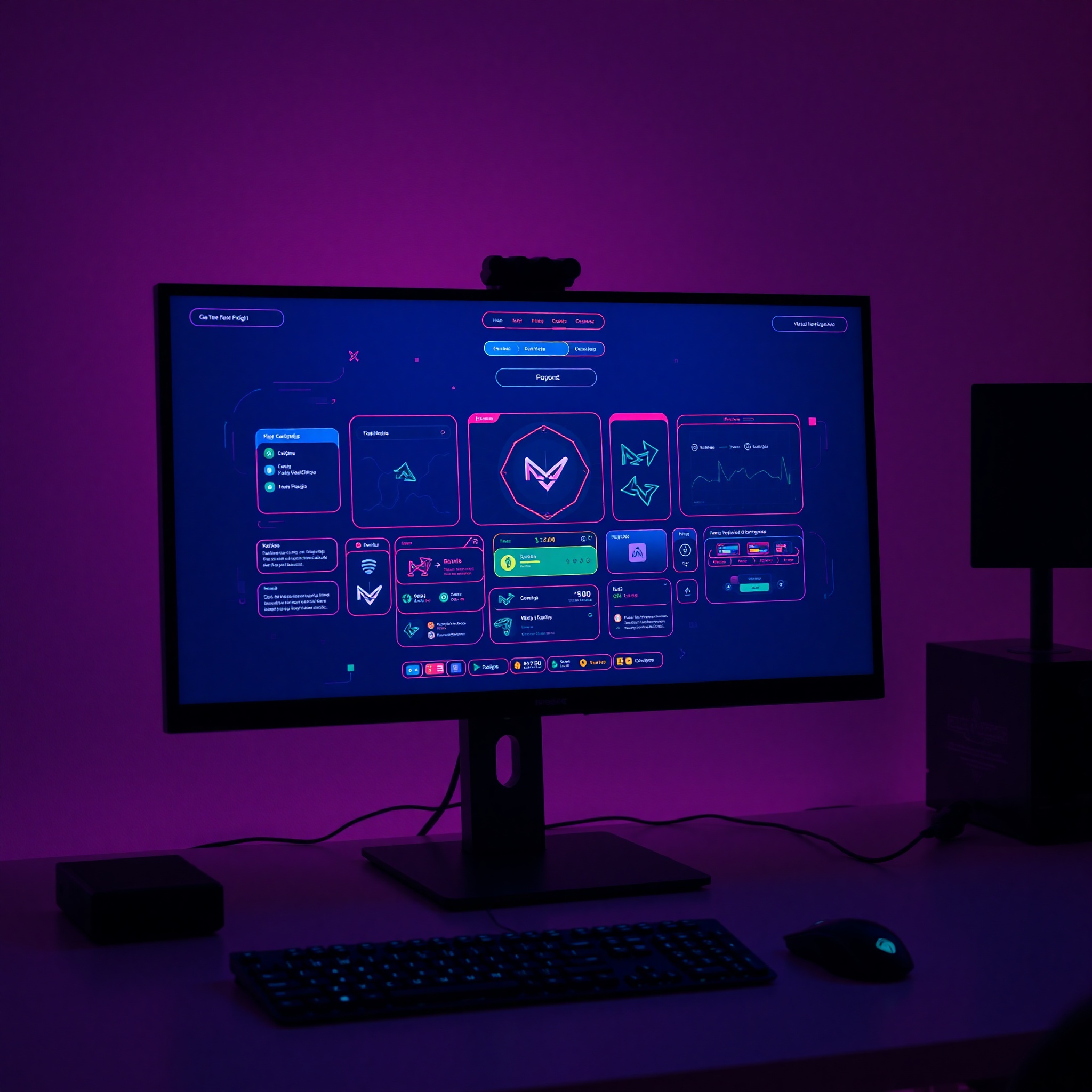 Interfaz de juego moderno con sistema de colores sólidos vibrantes